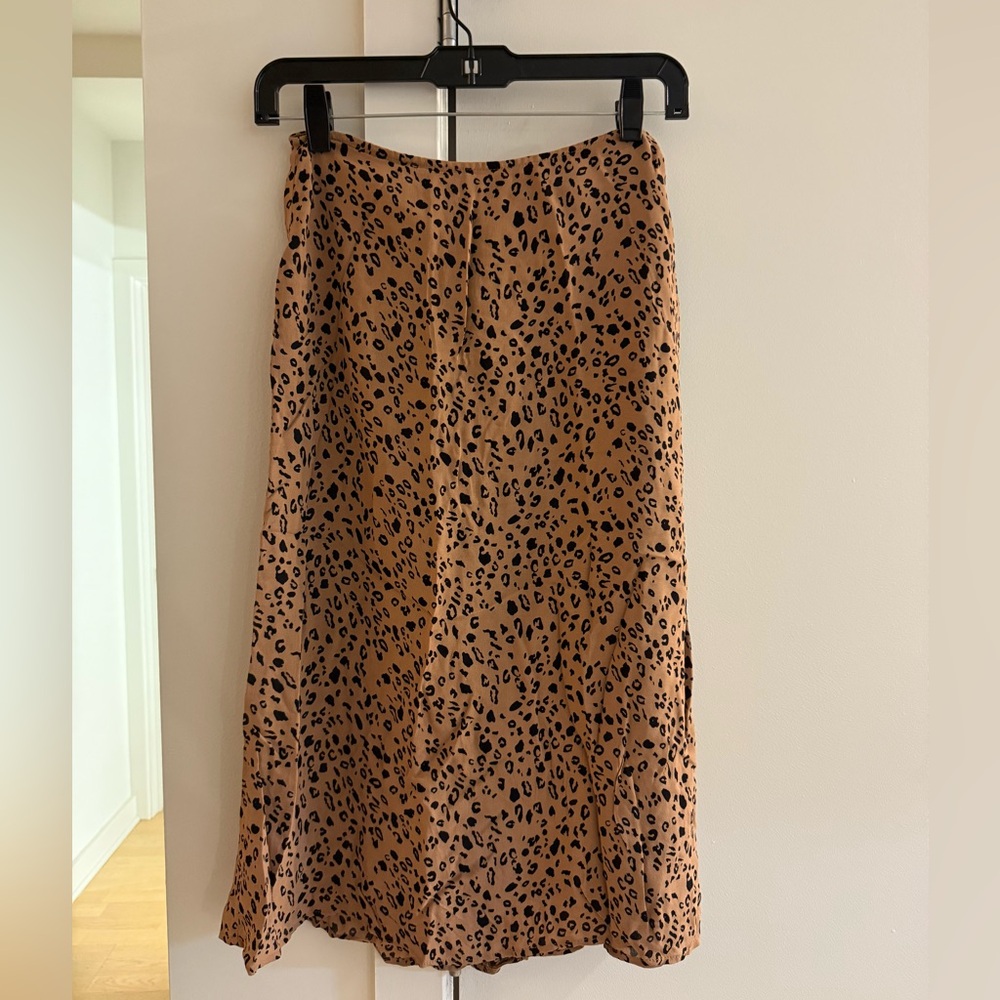 Reformation Leopard Print Tan midi Skirt